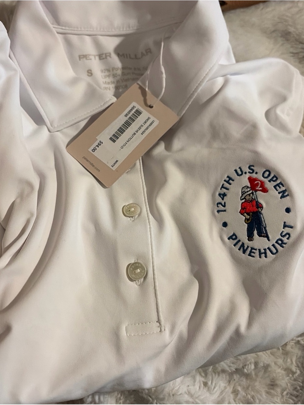Peter Millar Women White Polo Shirt - Pinehurst 124th U.S. Open Small